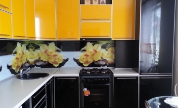 9 кухня со скинали желтая орхидея