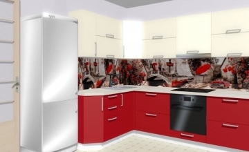 Красно-белая кухня «Агния» со скинали купить в Минске недорого