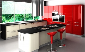 2 - Красная встроенная кухня